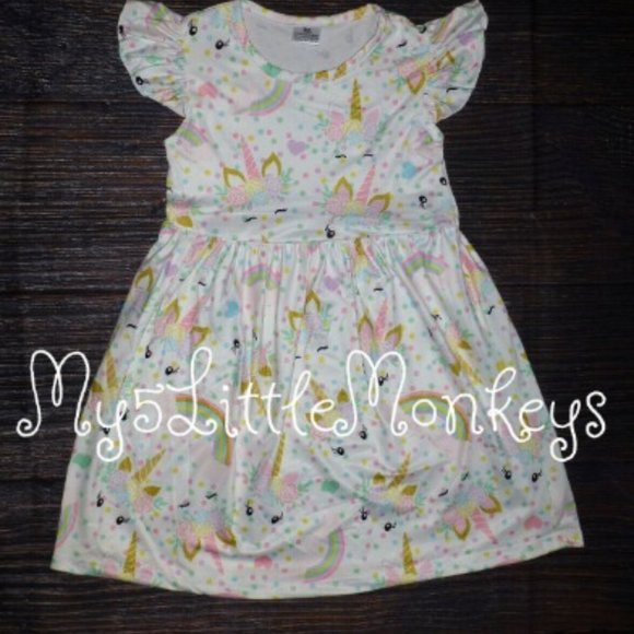 Baby Toddler Girls Boutique Dress Lot Unicorn Mermaid Tie Dye - Picture 4 of 7